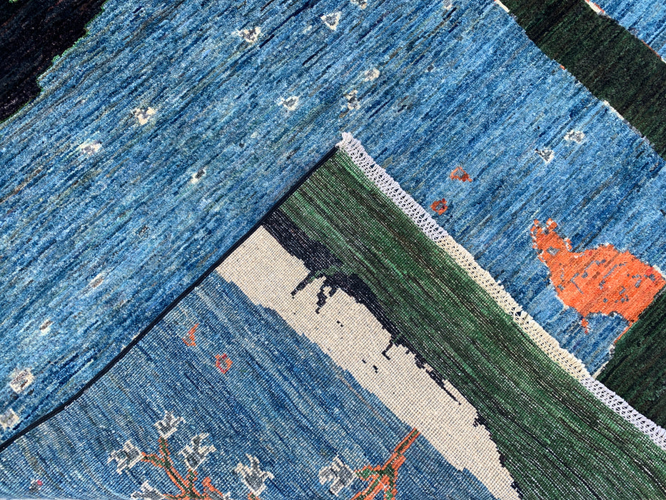 9'7 x 8'2 Handgeknoopt Pesjwari Chobi wollen tapijt - Blauw 'Tree of Life' picturaal vloerkleed - KBHM-520