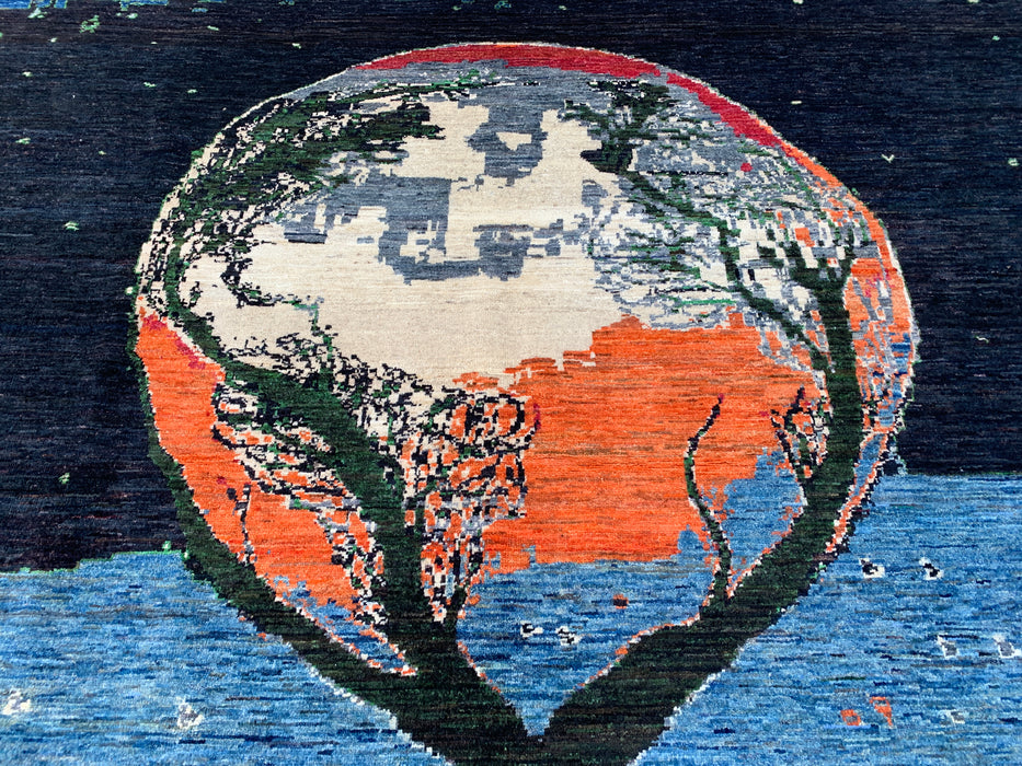 9'7 x 8'2 Handgeknoopt Pesjwari Chobi wollen tapijt - Blauw 'Tree of Life' picturaal vloerkleed - KBHM-520