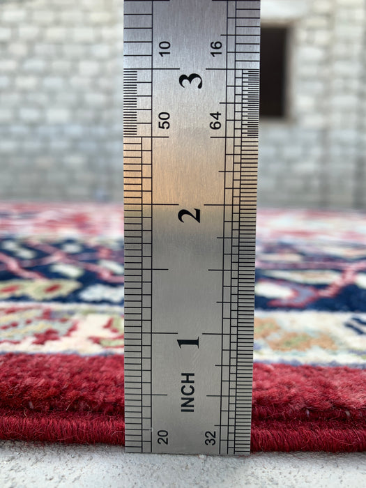 9'8 x 8'1 Handgeknoopt Peshawari Chobi wollen tapijt - Rood tribaal traditioneel vloerkleed - KBHM-521