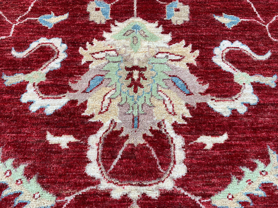 292 x 246 cm handgeknoopt Peshawari Chobi wollen tapijt - Rood traditioneel bloemenkarpet - KBHM-522