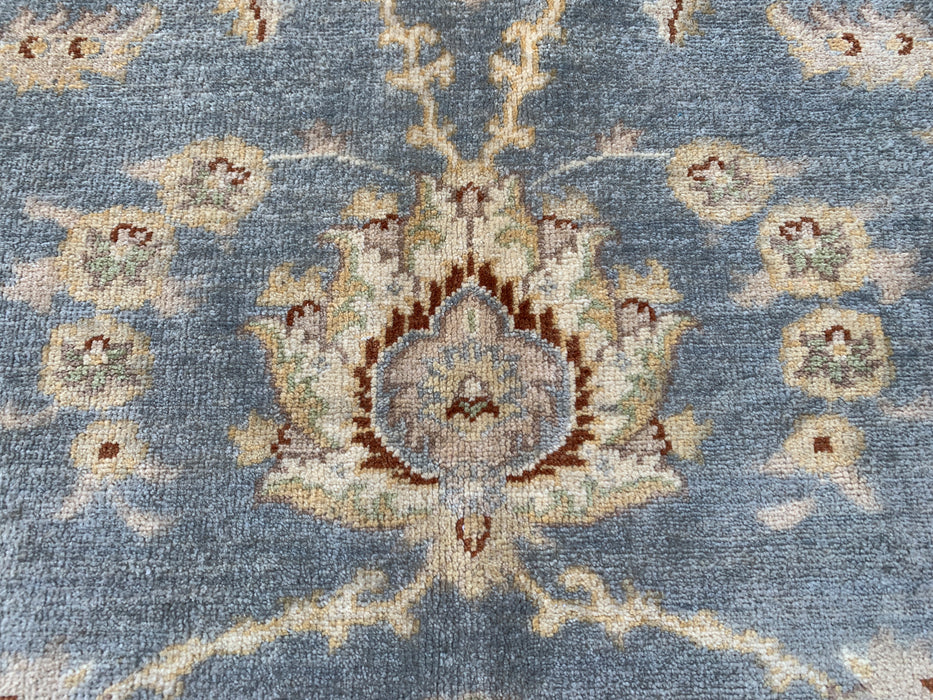 9'10 x 8'2 Hand-Knotted Peshawari Chobi Wool Rug - Light Blue Gray Traditional Floral Area Rug - KBHM-524