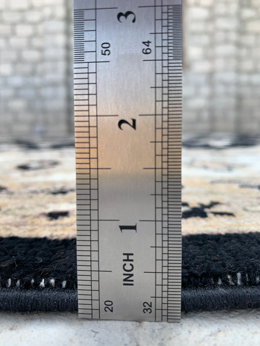 9'9 x 8'1 Handgeknoopt Peshawari Chobi Wollen Vloerkleed - Zwart Traditioneel Bloemrijk Vloerkleed - KBHM-525