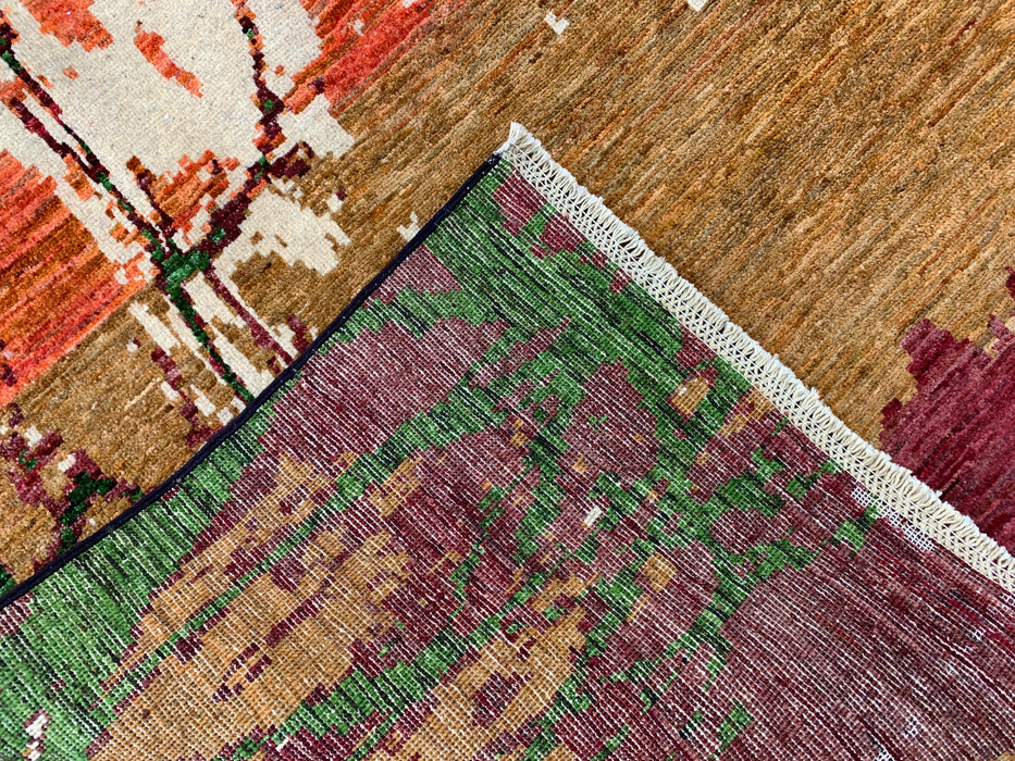 9'7 x 6'5 Hand-Knotted Peshawari Chobi Wool Rug - Modern Pictorial Moon Landscape Area Rug - KBHM-526