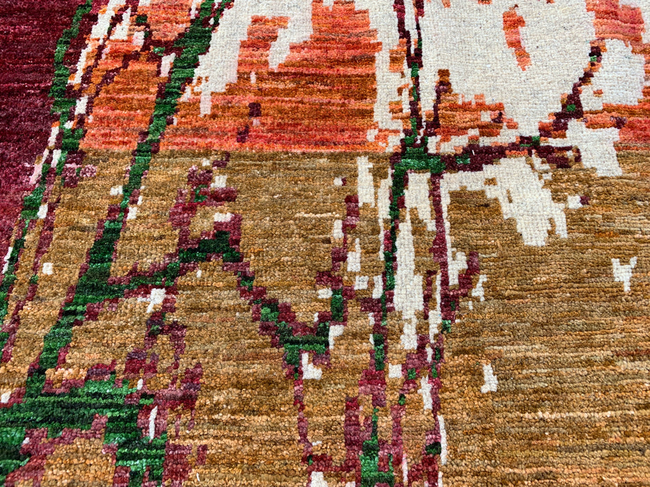 9'7 x 6'5 Hand-Knotted Peshawari Chobi Wool Rug - Modern Pictorial Moon Landscape Area Rug - KBHM-526