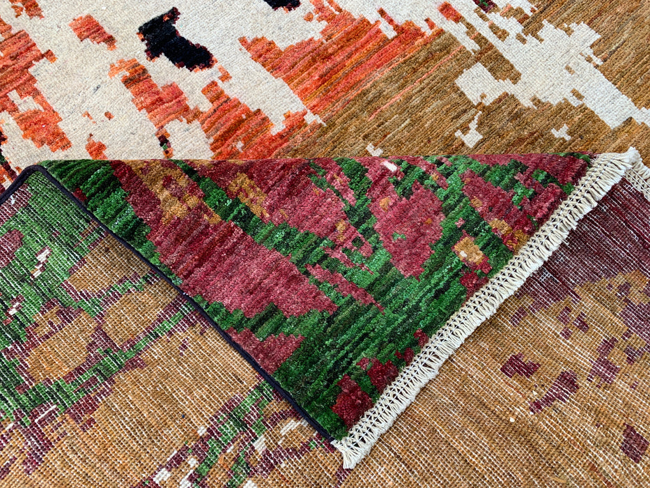 9'7 x 6'5 Hand-Knotted Peshawari Chobi Wool Rug - Modern Pictorial Moon Landscape Area Rug - KBHM-526