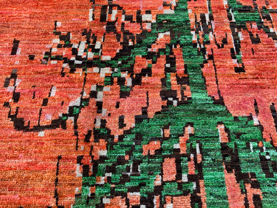 9'7 x 6'6 Handgeknoopt Peshawari Chobi wollen vloerkleed - Modern picturaal maanlandschap vloerkleed - KBHM-529