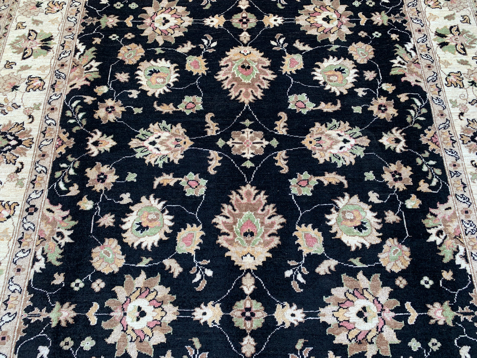 9'8 x 6'7 Hand-Knotted Peshawari Chobi Wool Rug - Black Traditional Floral Area Rug - KBHM-533