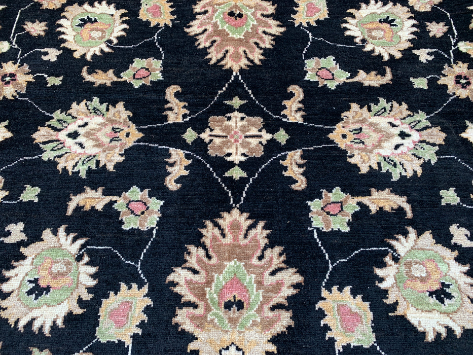 9'8 x 6'7 Hand-Knotted Peshawari Chobi Wool Rug - Black Traditional Floral Area Rug - KBHM-533