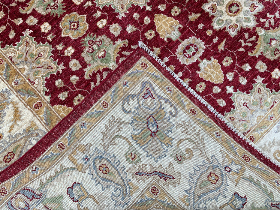 9'10 x 8'1 Hand-Knotted Peshawari Chobi Wool Rug - Red Traditional Floral Area Rug - KBHM-534