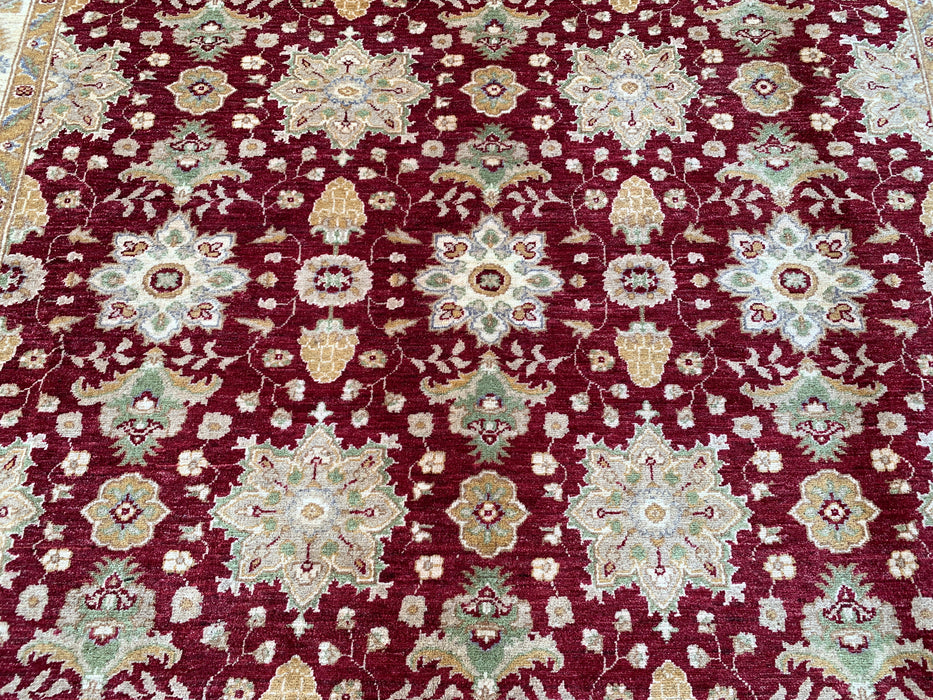 9'10 x 8'1 Hand-Knotted Peshawari Chobi Wool Rug - Red Traditional Floral Area Rug - KBHM-534
