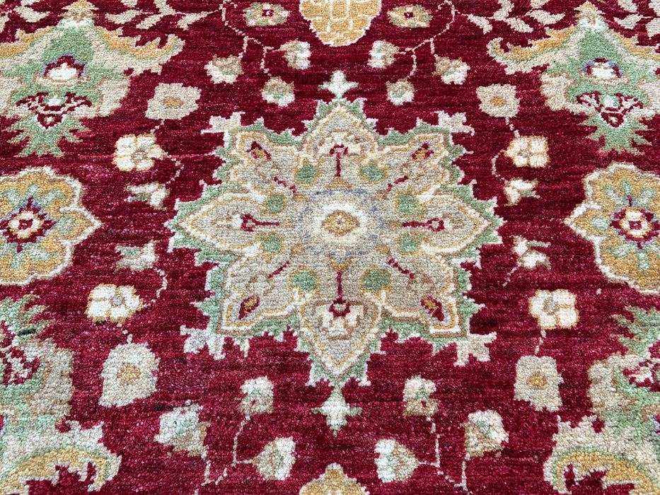 9'10 x 8'1 Hand-Knotted Peshawari Chobi Wool Rug - Red Traditional Floral Area Rug - KBHM-534