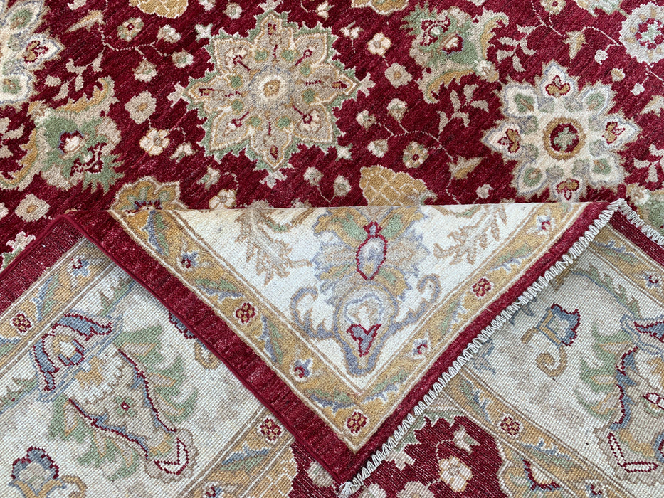 9'10 x 8'1 Hand-Knotted Peshawari Chobi Wool Rug - Red Traditional Floral Area Rug - KBHM-534