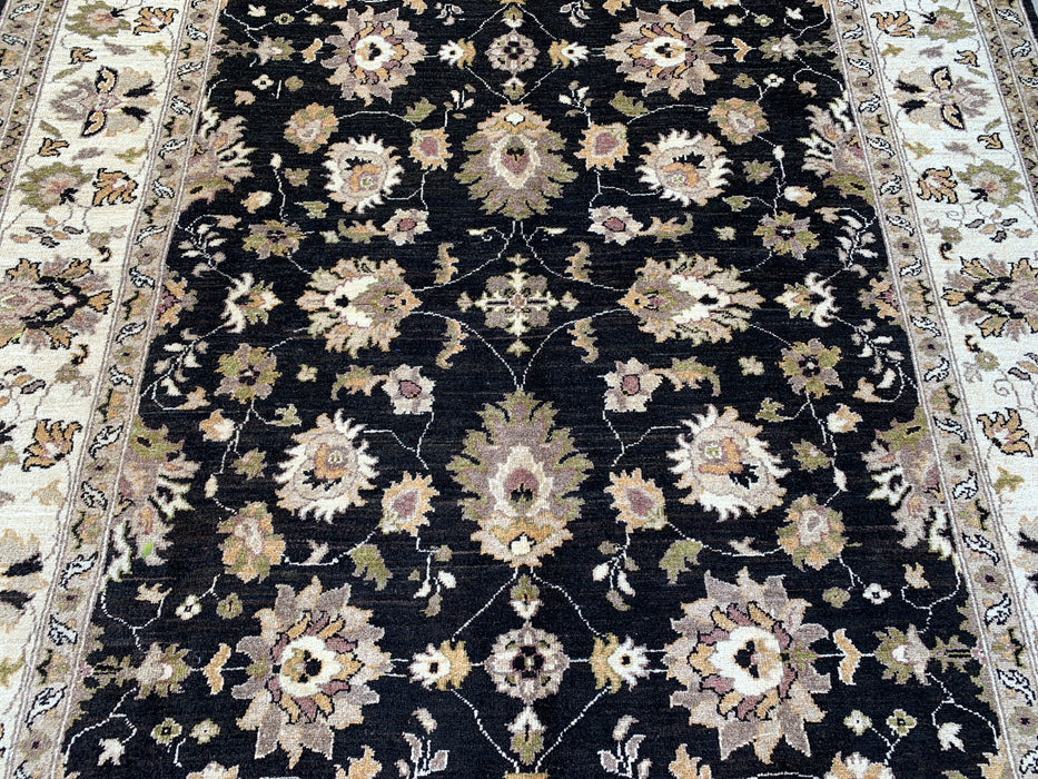 299 x 198 cm Handgeknoopt Peshawari Chobi Wollen Tapijt - Zwart Traditioneel Bloemrijk Vloerkleed - KBHM-535