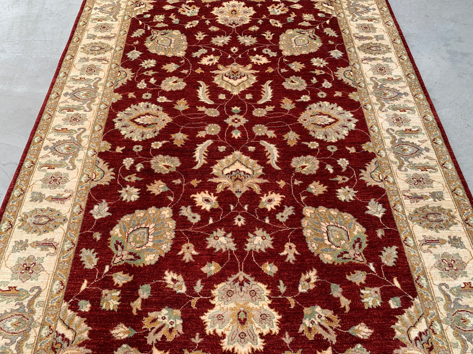 272 x 185 cm Handgeknoopt Peshawari Chobi Wollen Tapijt - Rood Traditioneel Bloemenkleed - KBHM-536