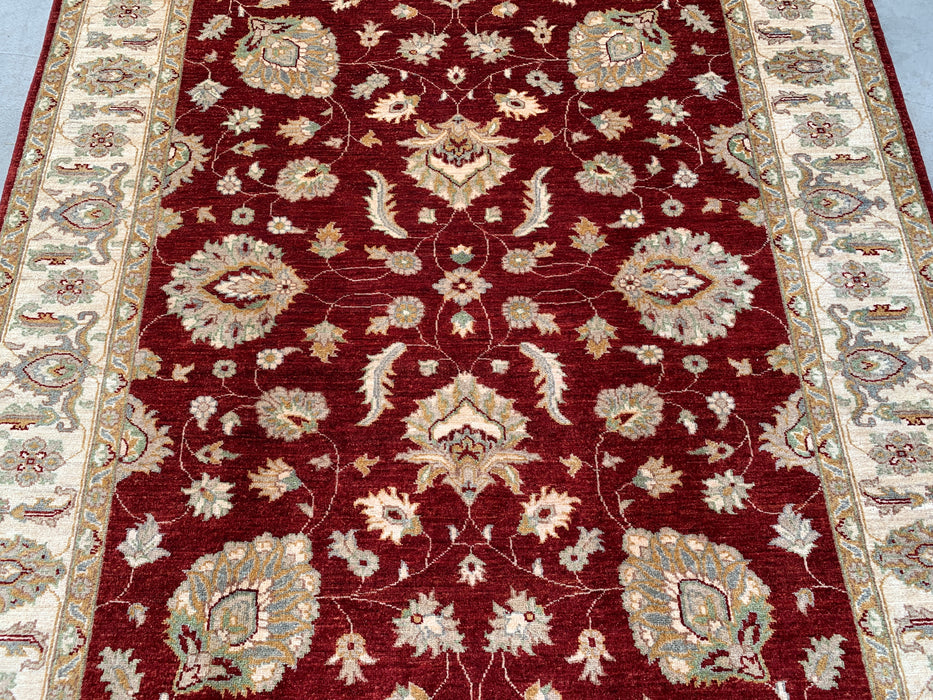 272 x 185 cm Handgeknoopt Peshawari Chobi Wollen Tapijt - Rood Traditioneel Bloemenkleed - KBHM-536