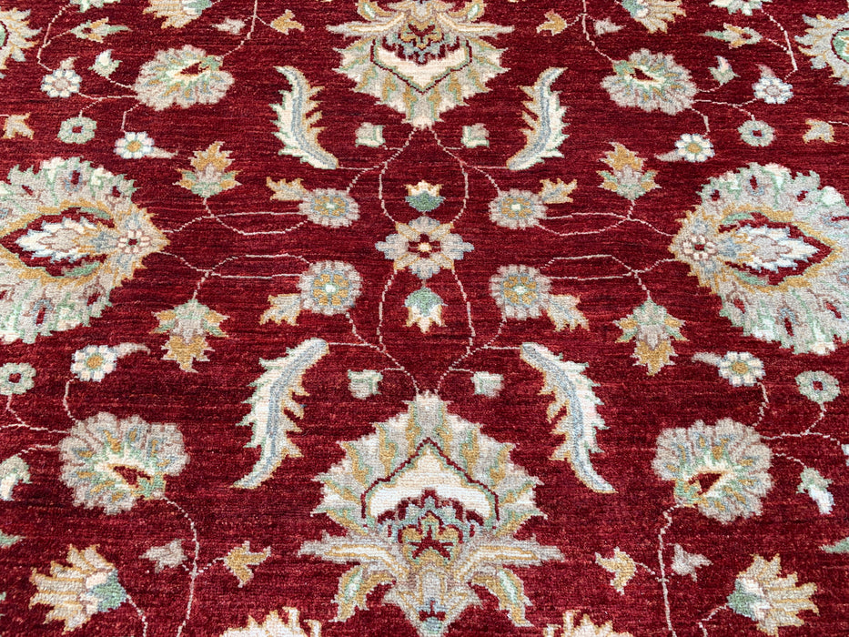 272 x 185 cm Handgeknoopt Peshawari Chobi Wollen Tapijt - Rood Traditioneel Bloemenkleed - KBHM-536