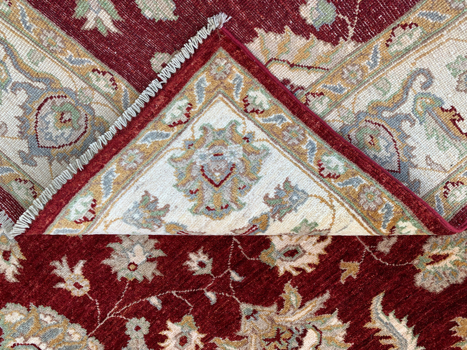 272 x 185 cm Handgeknoopt Peshawari Chobi Wollen Tapijt - Rood Traditioneel Bloemenkleed - KBHM-536