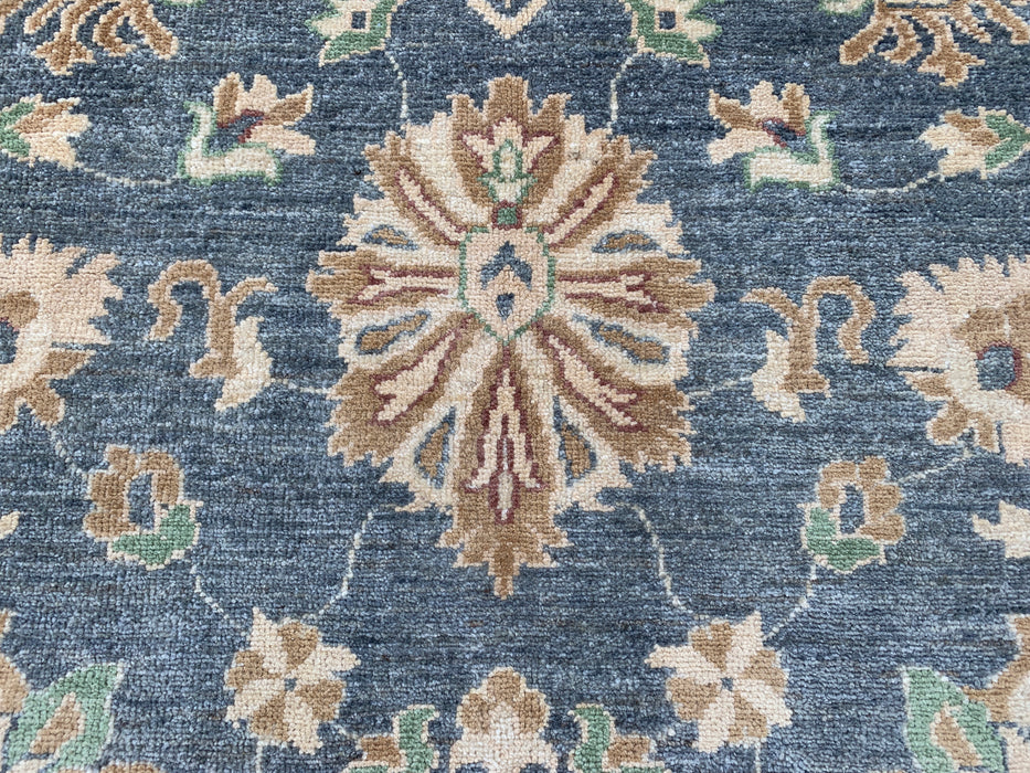 9'8 x 6'7 Handgeknoopt Peshawari Chobi wollen tapijt - Blauwgrijs traditioneel bloemenkleed - KBHM-541