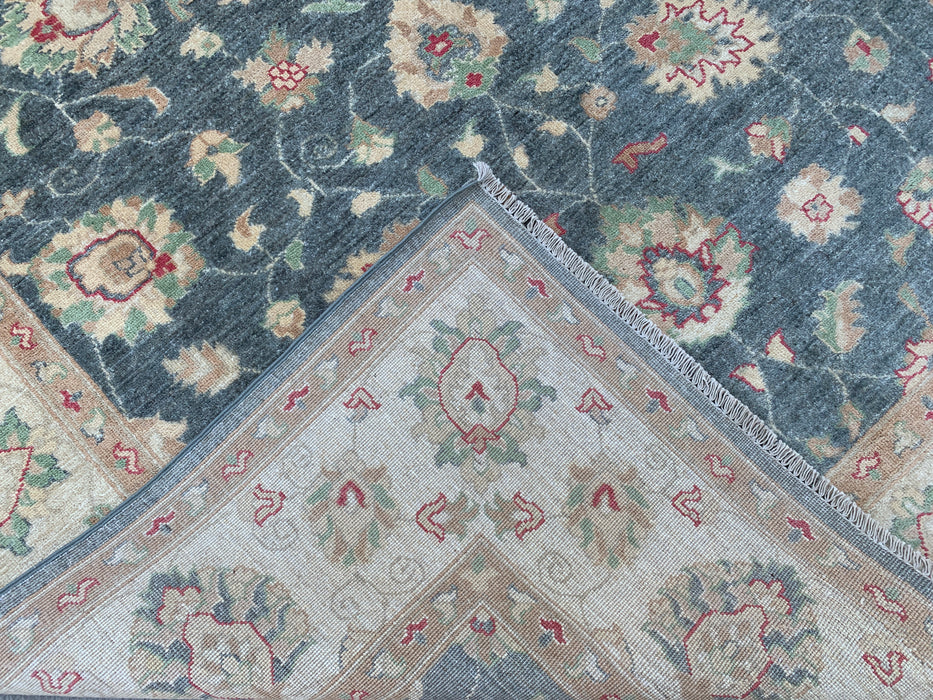 9'8 x 6'6 Hand-Knotted Peshawari Chobi Wool Rug - Blue Gray Traditional Floral Area Rug - KBHM-543