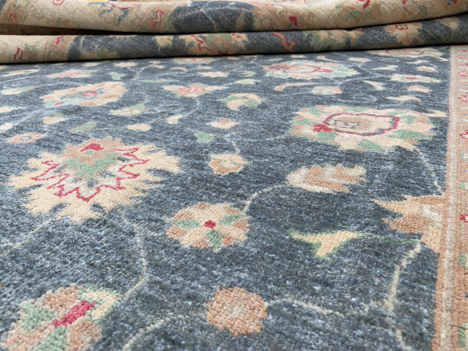 9'8 x 6'6 Hand-Knotted Peshawari Chobi Wool Rug - Blue Gray Traditional Floral Area Rug - KBHM-543