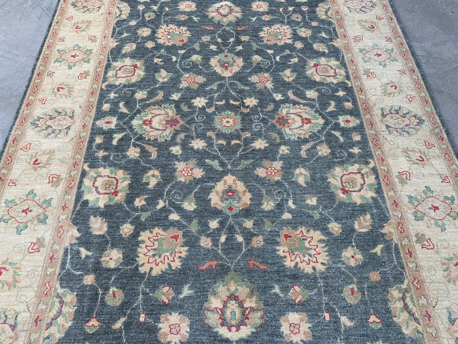 9'8 x 6'6 Hand-Knotted Peshawari Chobi Wool Rug - Blue Gray Traditional Floral Area Rug - KBHM-543