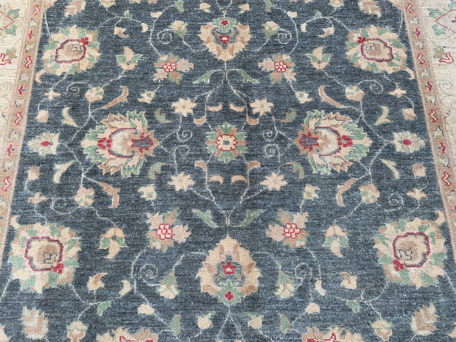 9'8 x 6'6 Hand-Knotted Peshawari Chobi Wool Rug - Blue Gray Traditional Floral Area Rug - KBHM-543