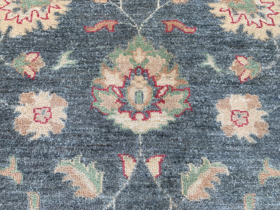 9'8 x 6'6 Hand-Knotted Peshawari Chobi Wool Rug - Blue Gray Traditional Floral Area Rug - KBHM-543