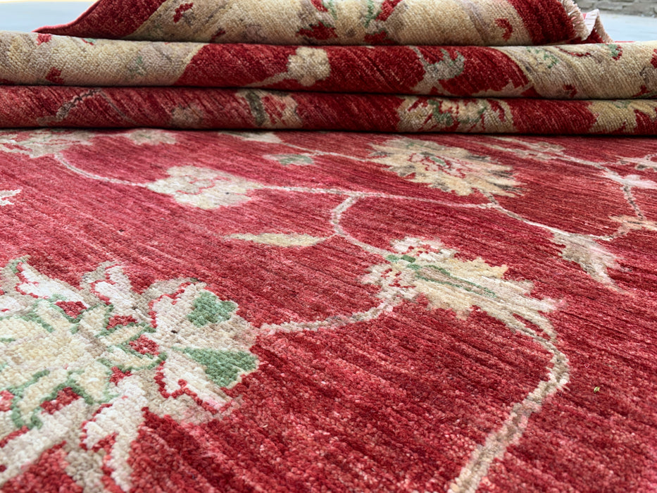 7'10 x 6'4 Hand-Knotted Peshawari Chobi Wool Rug - Red Traditional Floral Area Rug - KBHM-544