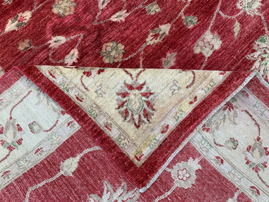 7'10 x 6'4 Hand-Knotted Peshawari Chobi Wool Rug - Red Traditional Floral Area Rug - KBHM-544