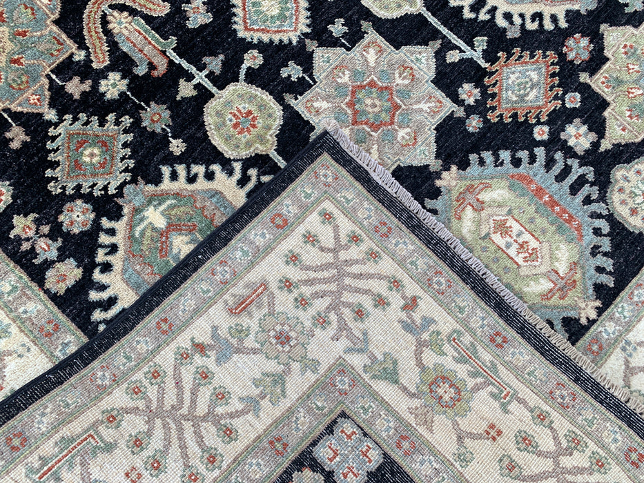 7'11 x 5'6 Hand-Knotted Peshawari Chobi Wool Rug - Black Tribal Traditional Area Rug - KBHM-546