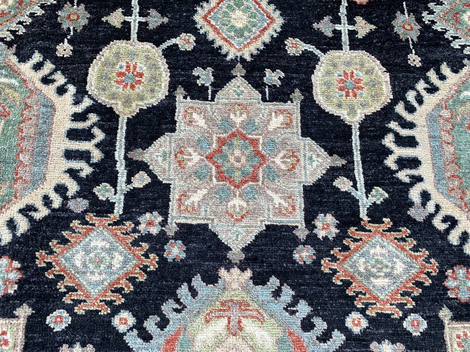 7'11 x 5'6 Hand-Knotted Peshawari Chobi Wool Rug - Black Tribal Traditional Area Rug - KBHM-546