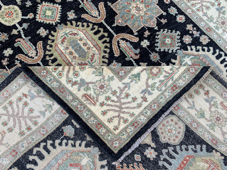 7'11 x 5'6 Hand-Knotted Peshawari Chobi Wool Rug - Black Tribal Traditional Area Rug - KBHM-546