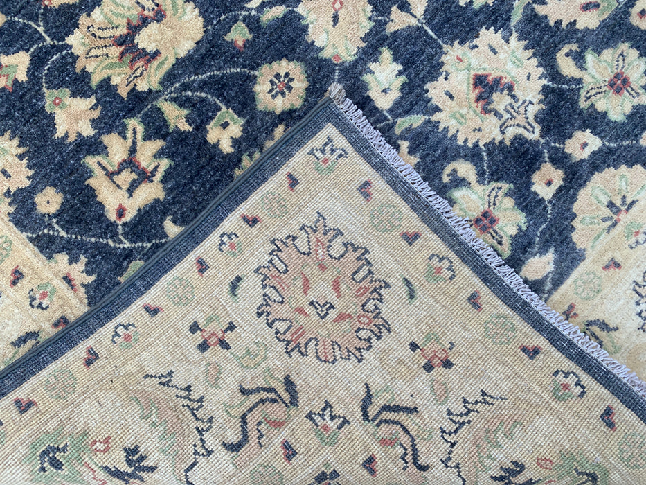 8'1 x 5'7 Hand-Knotted Peshawari Chobi Wool Rug - Blue Traditional Floral Area Rug - KBHM-547