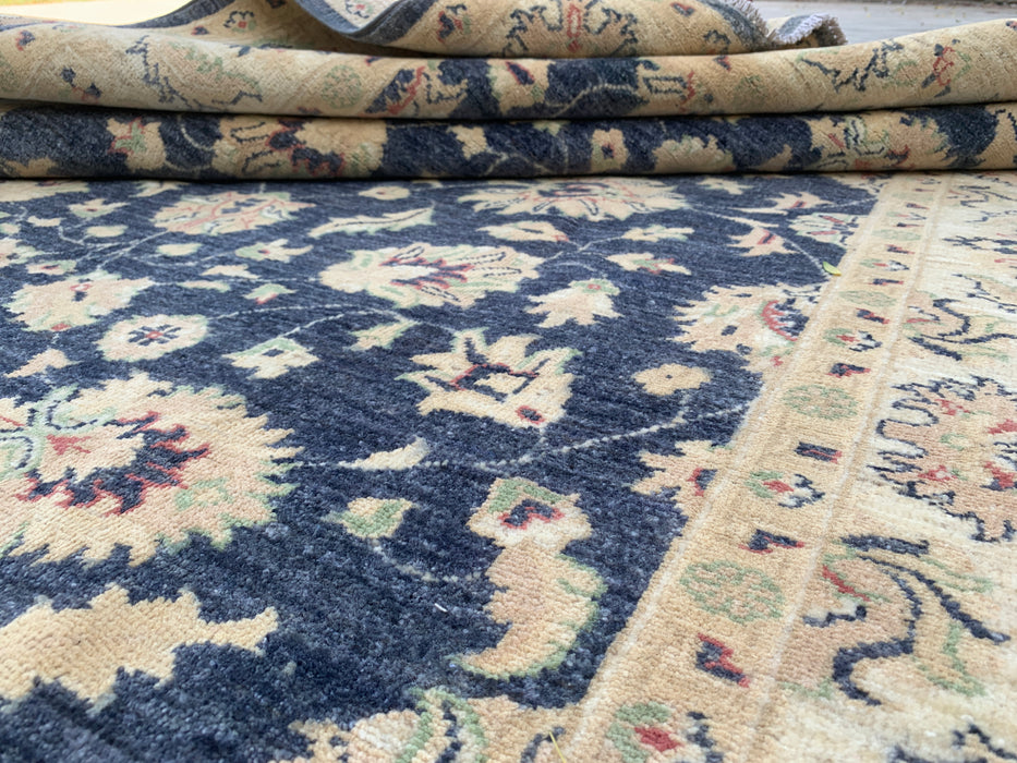 8'1 x 5'7 Hand-Knotted Peshawari Chobi Wool Rug - Blue Traditional Floral Area Rug - KBHM-547