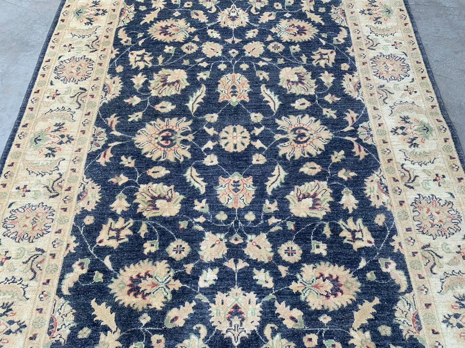 8'1 x 5'7 Hand-Knotted Peshawari Chobi Wool Rug - Blue Traditional Floral Area Rug - KBHM-547