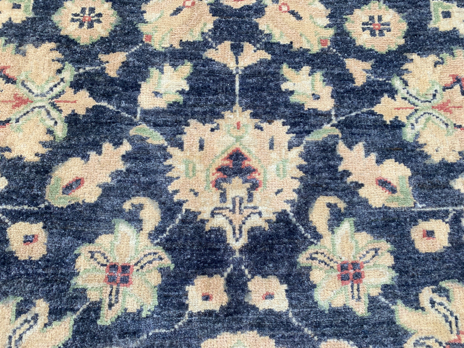 8'1 x 5'7 Hand-Knotted Peshawari Chobi Wool Rug - Blue Traditional Floral Area Rug - KBHM-547