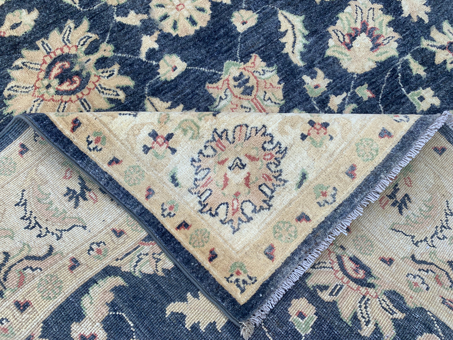 8'1 x 5'7 Hand-Knotted Peshawari Chobi Wool Rug - Blue Traditional Floral Area Rug - KBHM-547