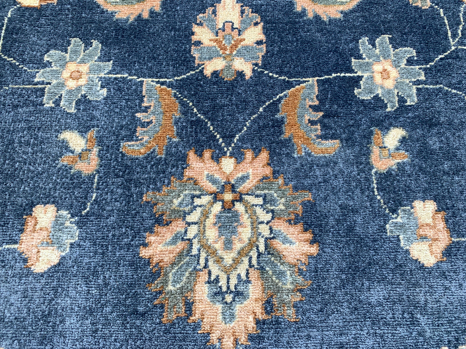 8'11 x 5'11 Hand-Knotted Peshawari Chobi Wool Rug - Blue Traditional Floral Area Rug - KBHM-548