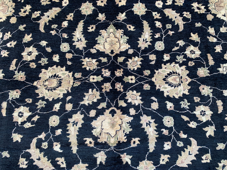 9'11 x 7'11 Hand-Knotted Peshawari Chobi Wool Rug - Black Traditional Floral Area Rug - KBHM-549