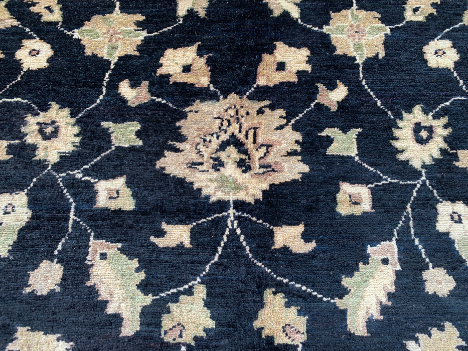 9'11 x 7'11 Hand-Knotted Peshawari Chobi Wool Rug - Black Traditional Floral Area Rug - KBHM-549