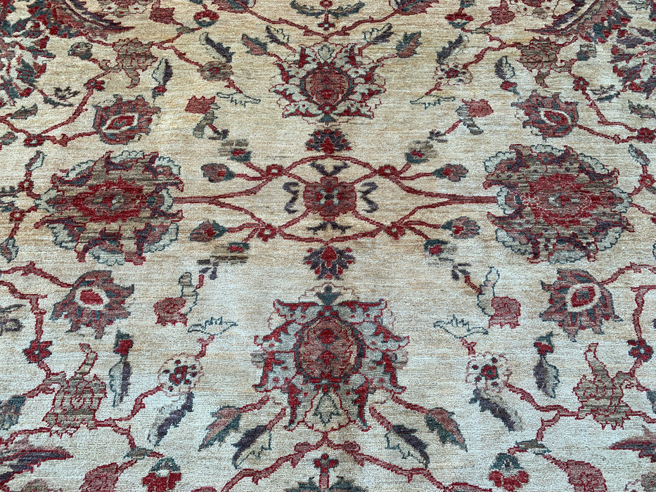 10'1 x 7'11 Handgeknoopt Peshawari Chobi wollen tapijt - Rood traditioneel bloemenkleed - KBHM-550