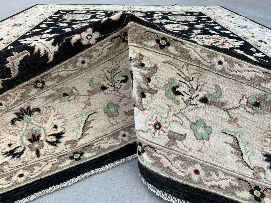 10'0 x 8'1 Handgeknoopt Pesjwari Chobi Wollen Vloerkleed - Zwart Traditioneel Bloemen Vloerkleed - KBHM-552