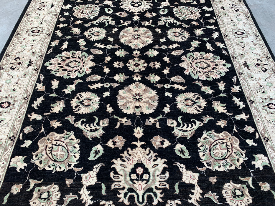 10'0 x 8'1 Handgeknoopt Pesjwari Chobi Wollen Vloerkleed - Zwart Traditioneel Bloemen Vloerkleed - KBHM-552