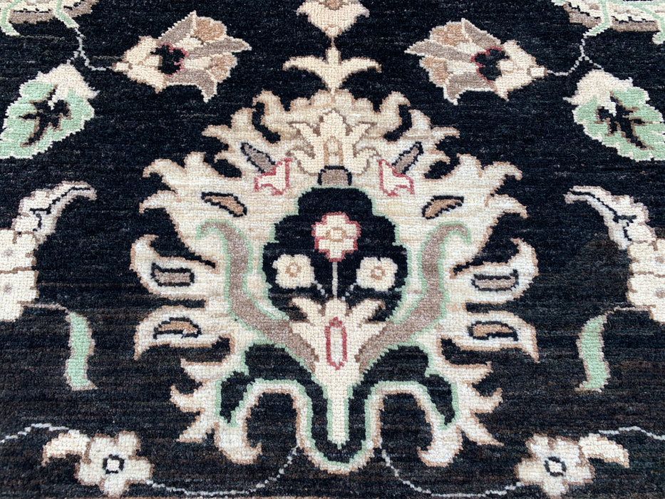 10'0 x 8'1 Handgeknoopt Pesjwari Chobi Wollen Vloerkleed - Zwart Traditioneel Bloemen Vloerkleed - KBHM-552