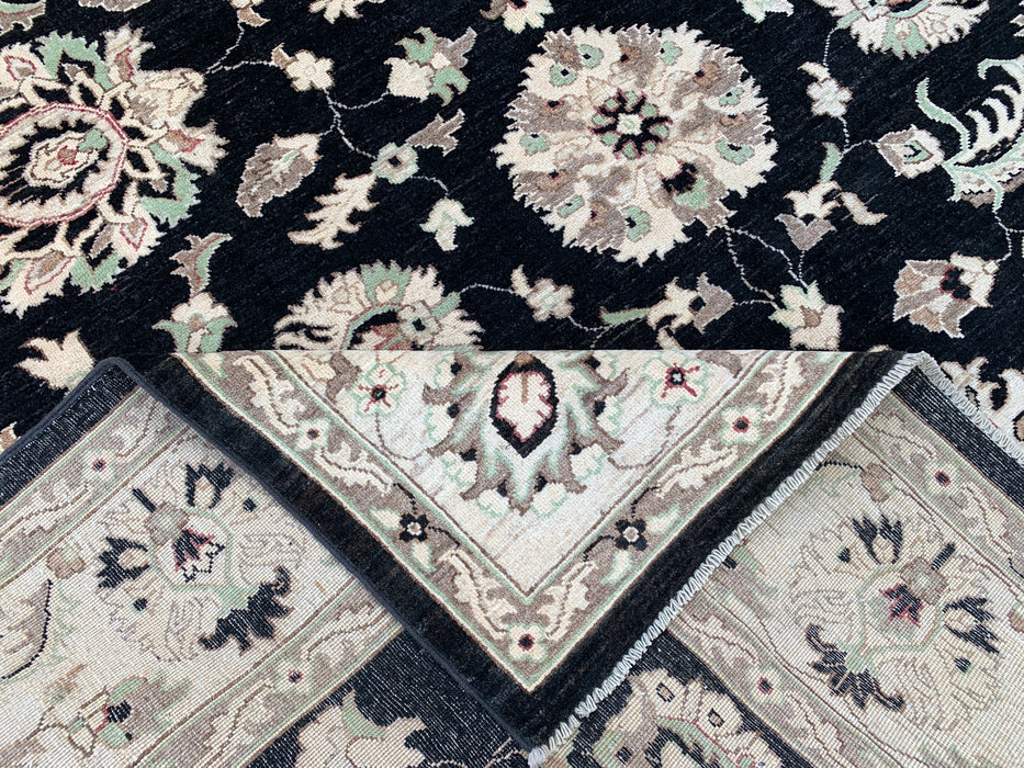 10'0 x 8'1 Handgeknoopt Pesjwari Chobi Wollen Vloerkleed - Zwart Traditioneel Bloemen Vloerkleed - KBHM-552