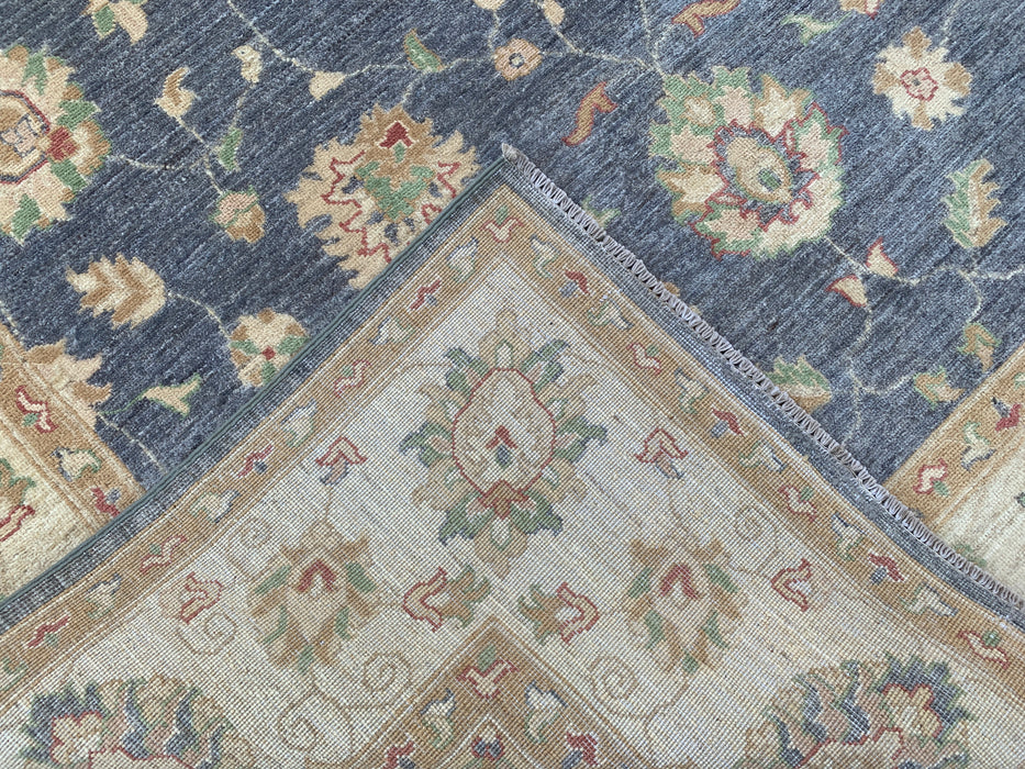 10'2 x 6'6 Hand-Knotted Peshawari Chobi Wool Rug - Blue Gray Traditional Floral Area Rug - KBHM-555