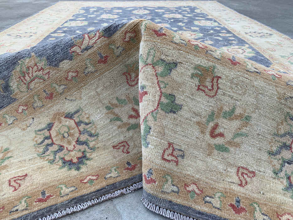 10'2 x 6'6 Hand-Knotted Peshawari Chobi Wool Rug - Blue Gray Traditional Floral Area Rug - KBHM-555