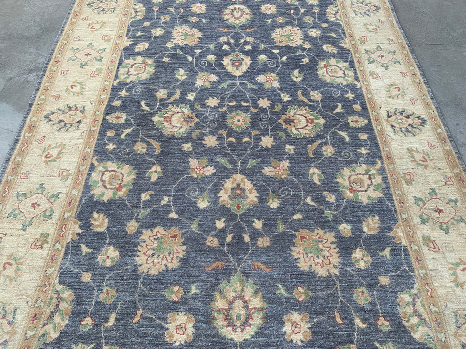 10'2 x 6'6 Hand-Knotted Peshawari Chobi Wool Rug - Blue Gray Traditional Floral Area Rug - KBHM-555
