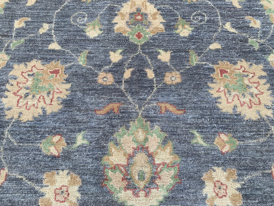 10'2 x 6'6 Hand-Knotted Peshawari Chobi Wool Rug - Blue Gray Traditional Floral Area Rug - KBHM-555