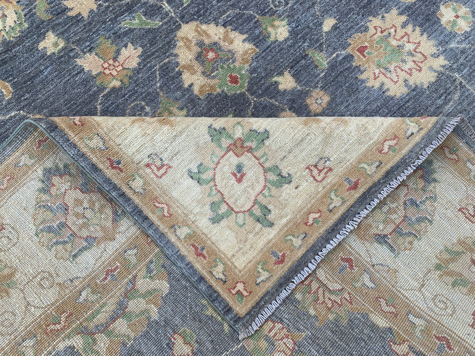 10'2 x 6'6 Hand-Knotted Peshawari Chobi Wool Rug - Blue Gray Traditional Floral Area Rug - KBHM-555